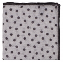 Viola Milano - Polka Dot Printed 100% Cashmere Pocket Square - Grey/Navy - Handmade in Italy - Luxury Exclusive Collection
