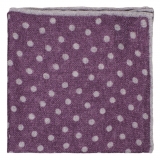 Viola Milano - Polka Dot Printed 100% Cashmere Pocket Square - Purple/Grey - Handmade in Italy - Luxury Exclusive Collection