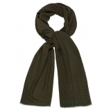 Viola Milano - Polka Dot Printed 100% Cashmere Scarf - Forest/Wine - Handmade in Italy - Luxury Exclusive Collection