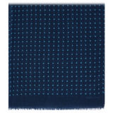 Viola Milano - Sciarpa 100% Cashmere con Stampa a Pois - Navy/Mare - Handmade in Italy - Luxury Exclusive Collection