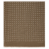 Viola Milano - Sciarpa 100% Cashmere con Stampa a Pois - Sabbia/Bianco - Handmade in Italy - Luxury Exclusive Collection