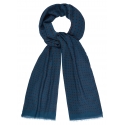 Viola Milano - Polka Dot Printed 100% Cashmere Scarf - Sea/Red - Handmade in Italy - Luxury Exclusive Collection