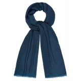 Viola Milano - Polka Dot Printed 100% Cashmere Scarf - Sea/Red - Handmade in Italy - Luxury Exclusive Collection