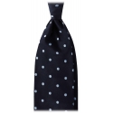 Viola Milano - Polka Dot Selftipped Woven Silk Jacquard Tie - Navy/Sea - Handmade in Italy - Luxury Exclusive Collection