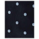 Viola Milano - Polka Dot Selftipped Woven Silk Jacquard Tie - Navy/Sea - Handmade in Italy - Luxury Exclusive Collection