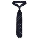 Viola Milano - Polka Dot Selftipped Woven Silk Jacquard Tie - Navy/Sea - Handmade in Italy - Luxury Exclusive Collection