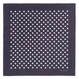 Viola Milano - Polka Dot Silk Pocket Square - Grey/White - Handmade in Italy - Luxury Exclusive Collection