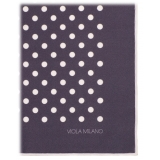 Viola Milano - Polka Dot Silk Pocket Square - Grey/White - Handmade in Italy - Luxury Exclusive Collection