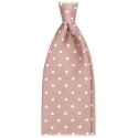 Viola Milano - Cravatta in Lino a Pois Senza Bordi - Sabbia - Handmade in Italy - Luxury Exclusive Collection