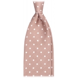 Viola Milano - Polka Dot Untipped Linen Tie - Sand - Handmade in Italy - Luxury Exclusive Collection