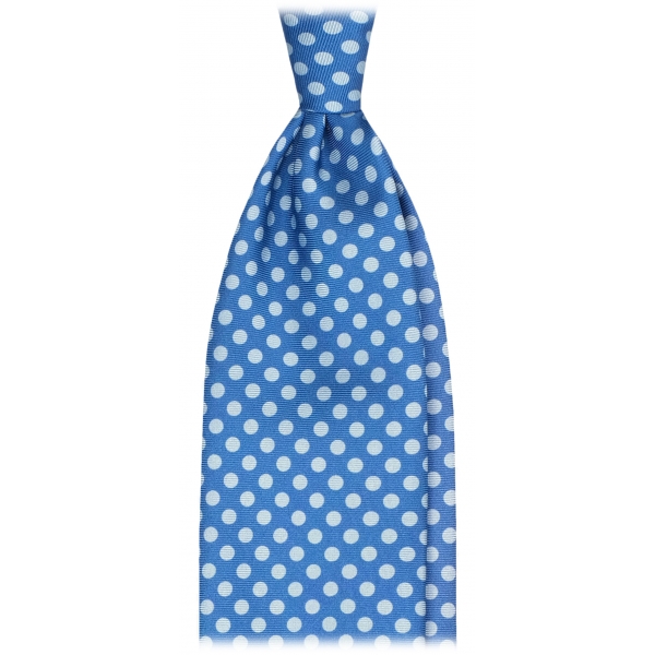 Viola Milano - Polka Dot Untipped Silk Tie - Blue - Handmade in Italy - Luxury Exclusive Collection