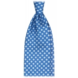 Viola Milano - Polka Dot Untipped Silk Tie - Blue - Handmade in Italy - Luxury Exclusive Collection