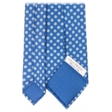 Viola Milano - Polka Dot Untipped Silk Tie - Blue - Handmade in Italy - Luxury Exclusive Collection
