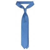 Viola Milano - Polka Dot Untipped Silk Tie - Blue - Handmade in Italy - Luxury Exclusive Collection