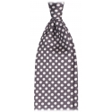 Viola Milano - Polka Dot Untipped Silk Tie - Grey/White - Handmade in Italy - Luxury Exclusive Collection