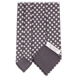 Viola Milano - Polka Dot Untipped Silk Tie - Grey/White - Handmade in Italy - Luxury Exclusive Collection