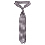 Viola Milano - Polka Dot Untipped Silk Tie - Grey/White - Handmade in Italy - Luxury Exclusive Collection