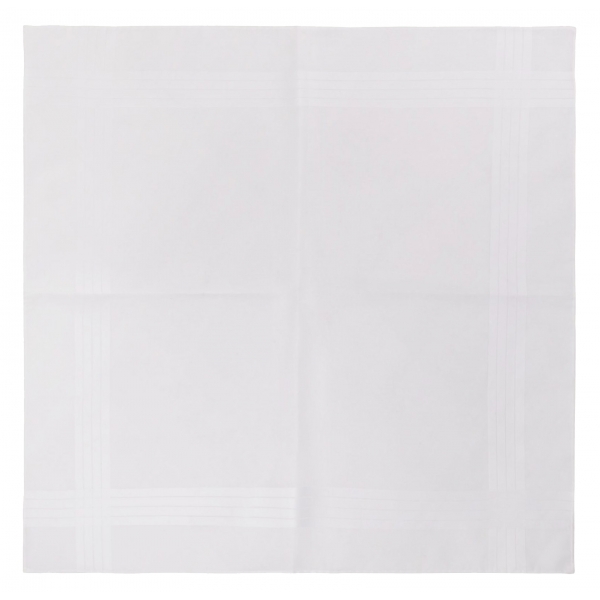 Viola Milano - Premium 100% Cotton Handrolled Pocket Square - White - Handmade in Italy - Luxury Exclusive Collection