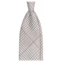 Viola Milano - Prince of Wales Pattern Handrolled Wool Tie - Grey/Brown - Handmade in Italy - Luxury Exclusive Collection