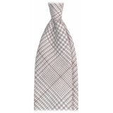 Viola Milano - Prince of Wales Pattern Handrolled Wool Tie - Grey/Brown - Handmade in Italy - Luxury Exclusive Collection