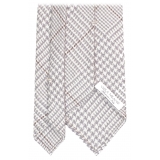 Viola Milano - Cravatta in Lana Principe di Galles - Grigio/Marrone - Handmade in Italy - Luxury Exclusive Collection