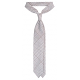 Viola Milano - Prince of Wales Pattern Handrolled Wool Tie - Grey/Brown - Handmade in Italy - Luxury Exclusive Collection