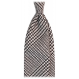 Viola Milano - Prince of Wales Pattern Handrolled Wool Tie - Black - Handmade in Italy - Luxury Exclusive Collection