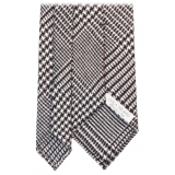 Viola Milano - Prince of Wales Pattern Handrolled Wool Tie - Black - Handmade in Italy - Luxury Exclusive Collection