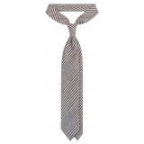 Viola Milano - Prince of Wales Pattern Handrolled Wool Tie - Black - Handmade in Italy - Luxury Exclusive Collection