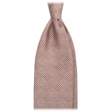 Viola Milano - Prince of Wales Selftipped Italian Silk Tie - Brown - Handmade in Italy - Luxury Exclusive Collection