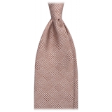 Viola Milano - Prince of Wales Selftipped Italian Silk Tie - Brown - Handmade in Italy - Luxury Exclusive Collection
