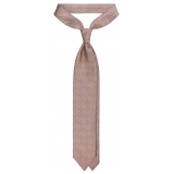 Viola Milano - Prince of Wales Selftipped Italian Silk Tie - Brown - Handmade in Italy - Luxury Exclusive Collection