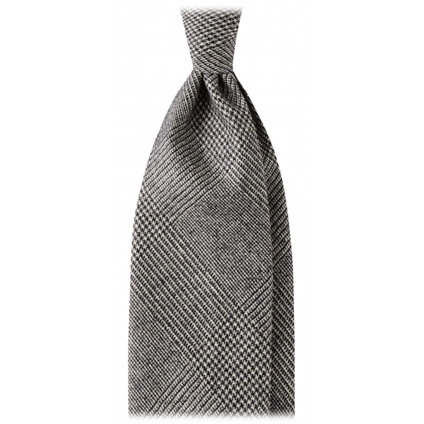Viola Milano - Prince of Wales Untipped 100% Wool Tie - Grey - Handmade in Italy - Luxury Exclusive Collection