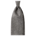 Viola Milano - Prince of Wales Untipped 100% Wool Tie - Grey - Handmade in Italy - Luxury Exclusive Collection