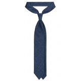 Viola Milano - Prince of Wales Untipped Linen Tie - Denim Mix - Handmade in Italy - Luxury Exclusive Collection