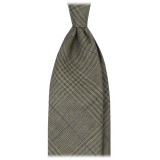 Viola Milano - Prince of Wales Untipped Linen Tie - Olive Mix - Handmade in Italy - Luxury Exclusive Collection