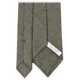 Viola Milano - Prince of Wales Untipped Linen Tie - Olive Mix - Handmade in Italy - Luxury Exclusive Collection