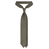 Viola Milano - Prince of Wales Untipped Linen Tie - Olive Mix - Handmade in Italy - Luxury Exclusive Collection