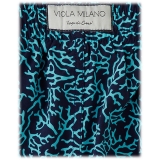 Viola Milano - Printed Coral Swimtrunks - Navy/Turquoise - Handmade in Italy - Luxury Exclusive Collection