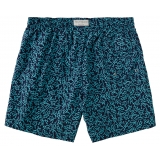 Viola Milano - Printed Coral Swimtrunks - Navy/Turquoise - Handmade in Italy - Luxury Exclusive Collection