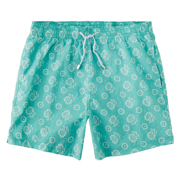 Viola Milano - Printed Floral Swimtrunks - Mint - Handmade in Italy - Luxury Exclusive Collection