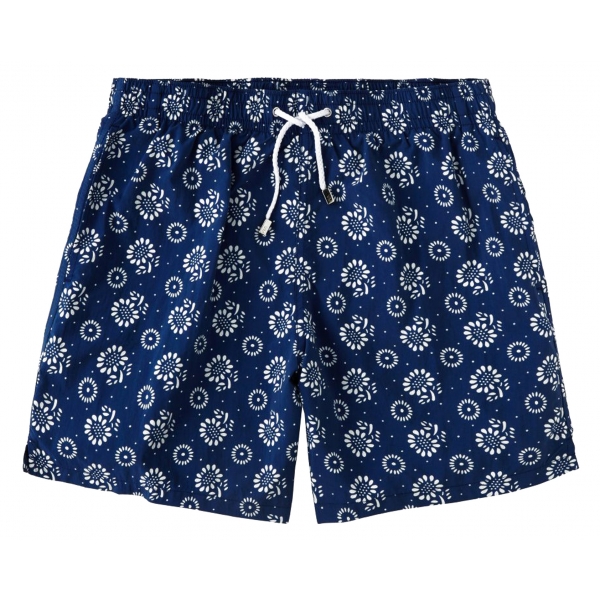 Viola Milano - Printed Floral Swimtrunks - Navy - Handmade in Italy - Luxury Exclusive Collection