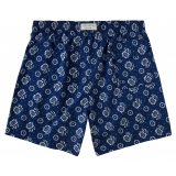 Viola Milano - Printed Floral Swimtrunks - Navy - Handmade in Italy - Luxury Exclusive Collection