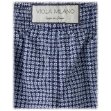 Viola Milano - Printed Micro Floral Swimtrunks - Navy - Handmade in Italy - Luxury Exclusive Collection
