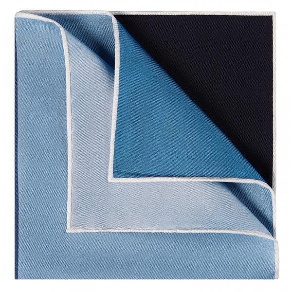 Viola Milano - Printed Polka Dot Silk Pocket Square - Navy Shades - Handmade in Italy - Luxury Exclusive Collection