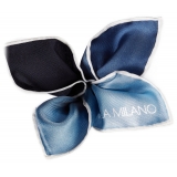Viola Milano - Printed Polka Dot Silk Pocket Square - Navy Shades - Handmade in Italy - Luxury Exclusive Collection