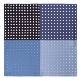 Viola Milano - Fazzoletto in Seta con Stampa a Pois - Tonalità Navy - Handmade in Italy - Luxury Exclusive Collection