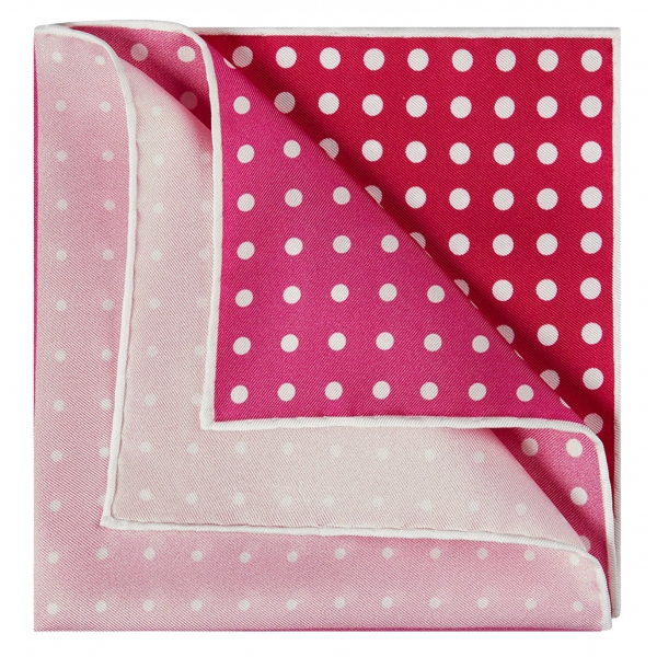Viola Milano - Fazzoletto in Seta con Stampa a Pois - Tonalità Rosa - Handmade in Italy - Luxury Exclusive Collection