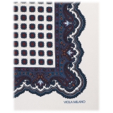 Viola Milano - Rosette Archive Printed Silk Pocket Square - Snow Mix - Handmade in Italy - Luxury Exclusive Collection