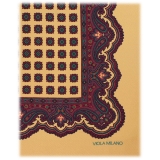 Viola Milano - Rosette Archive Printed Silk Pocket Square - Yellow - Handmade in Italy - Luxury Exclusive Collection
